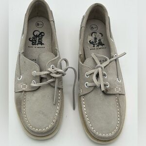 Sport Steps Women’s VTG Gray Suede Preppy Slip on Boat Shoes Topsiders 8.5